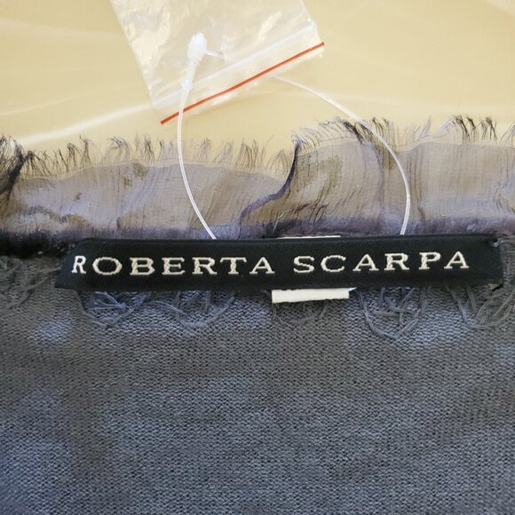 Roberta Scarpa Wool Silk Blend Lace Trim Beaded Knit Cardigan Sweater Size 12 - Picture 8 of 16